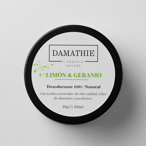 Desodorante natural en crema de limón y geranio, sin aluminio